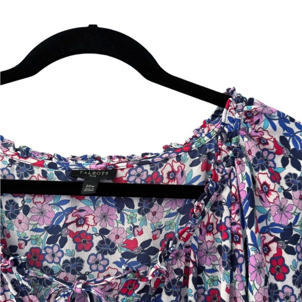 Talbots Floral Gathered Tie Neck Fit & Flare Midi Dress - Picture 5 of 6